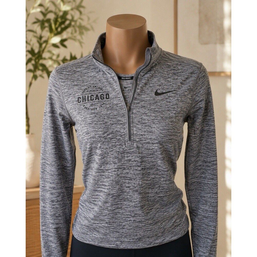 Nike Dri-FIT Women’s S Gray Heather 1/4 Zip Mock Neck Running Pullover